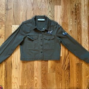 Zara Cropped Distressed Jacket size Large